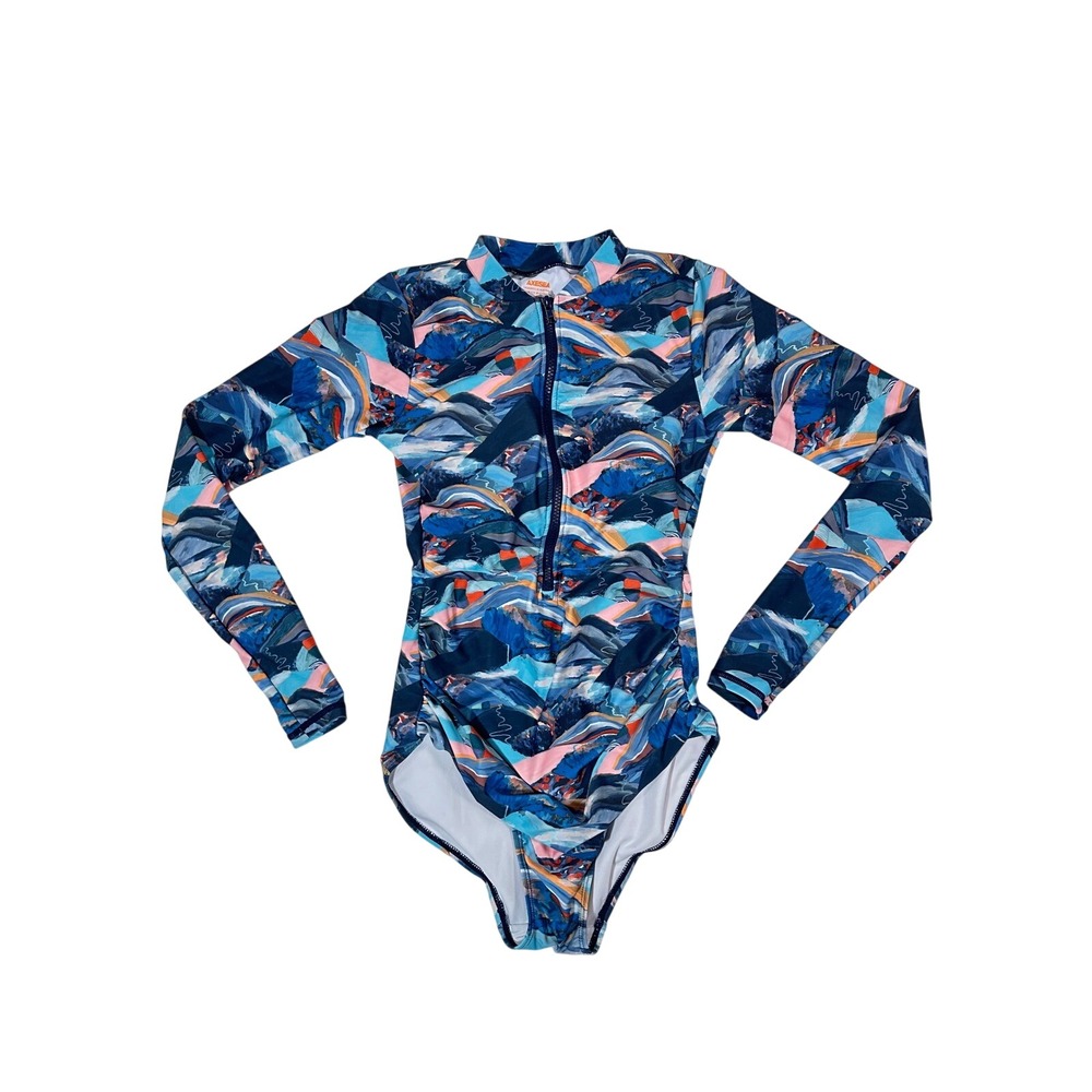 AXESEA Womens Feeling Nature Front Zip One Piece Swimsuit‎ size 6